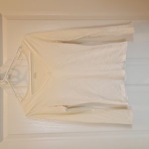 White lace trimmed long sleeve shirt